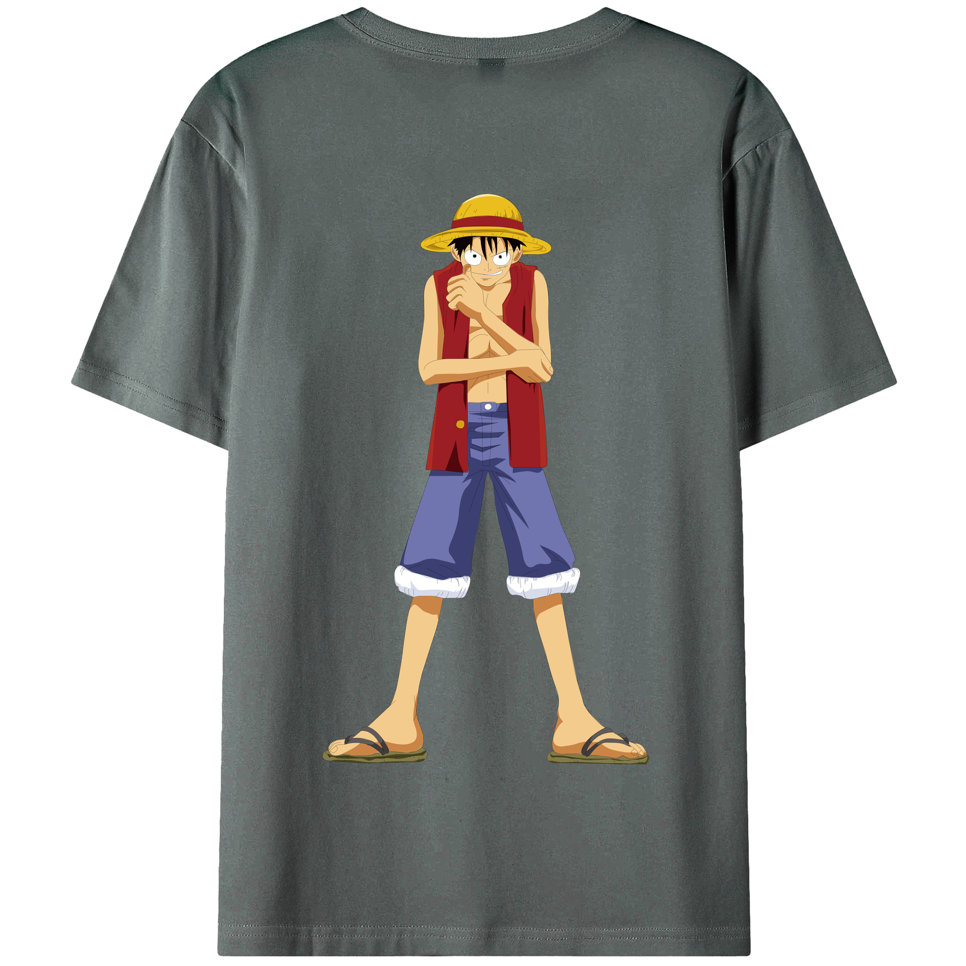 ワンピース モンキー・D・ルフィ ONE PIECE Monkey D. Luffy 綿100％半袖Tシャツ（背面プリント）